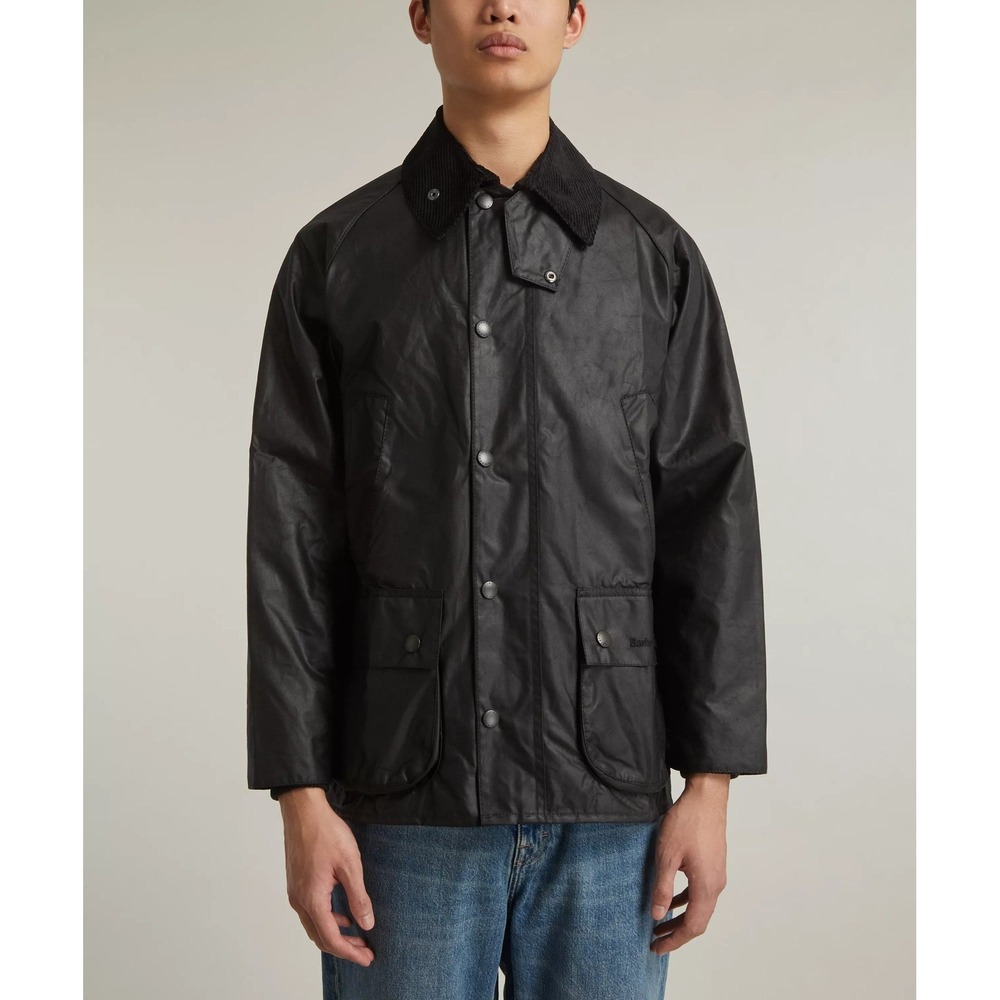 Barbour Bedale Wax Jacket Black Corduroy Collar Mens Size 48 MWX0018BK9148